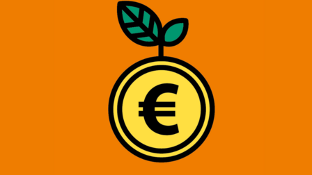 Een euroteken met een plantje